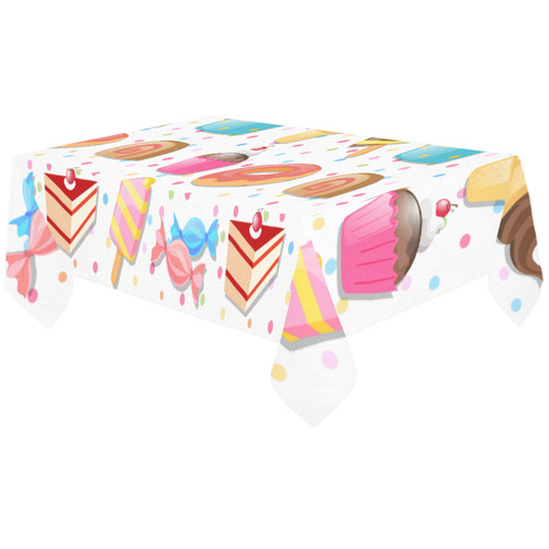 Colorful Ice Cream Candy Cake Donut Sweets Cotton Linen Tablecloth 60"x120"