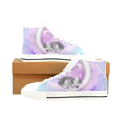 Cute sleeping kitten Men’s Classic High Top Canvas Shoes /Large Size (Model 017)
