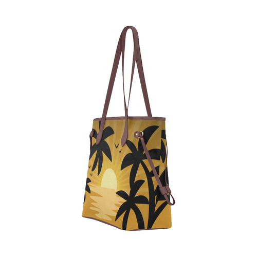 Tropical Sunset Palm Trees Summer Clover Canvas Tote Bag (Model 1661)