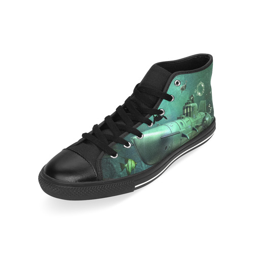 Awesome submarine with orca Men’s Classic High Top Canvas Shoes /Large Size (Model 017)