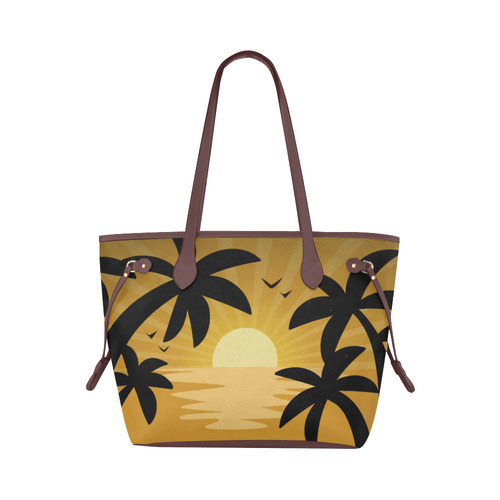 Tropical Sunset Palm Trees Summer Clover Canvas Tote Bag (Model 1661)