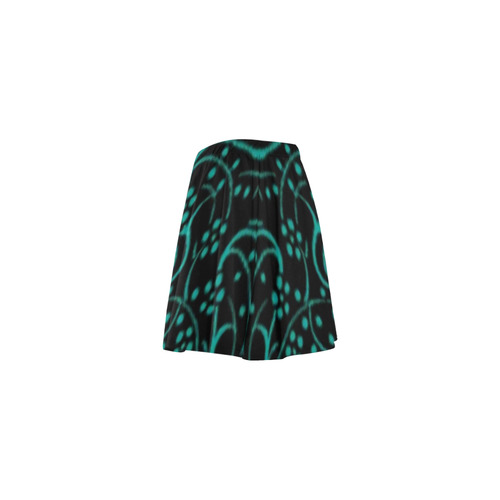 Vintage Swirl Floral Teal Black Mini Skating Skirt (Model D36)