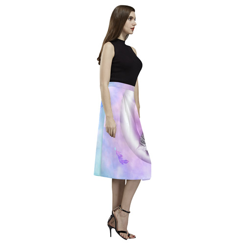 Cute sleeping kitten Aoede Crepe Skirt (Model D16)