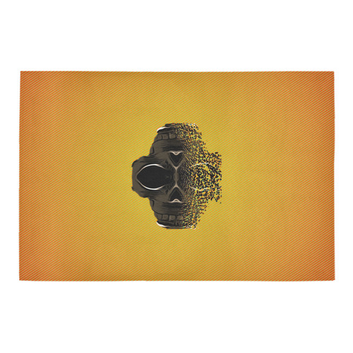 fractal black skull portrait with orange abstract background Azalea Doormat 24" x 16" (Sponge Material)