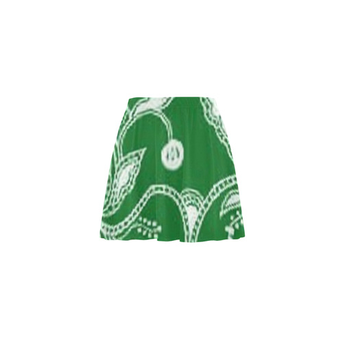 Green Floral Mini Skating Skirt (Model D36)