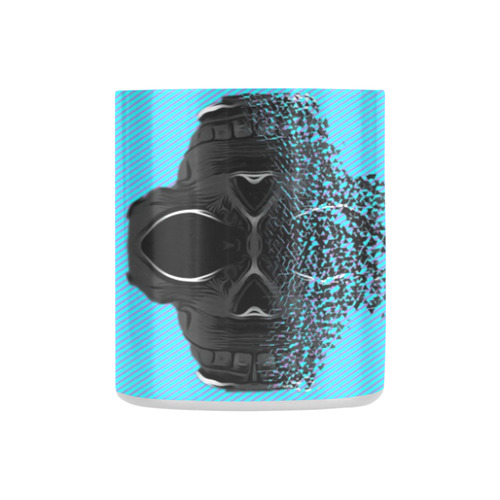fractal black skull portrait with blue abstract background Classic Insulated Mug(10.3OZ)