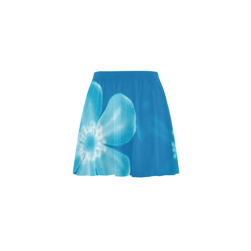 Retro 70s Flowers Blue Mini Skating Skirt (Model D36)