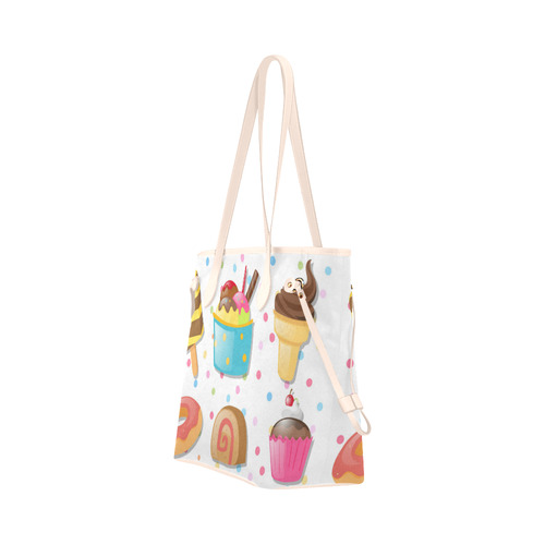 Colorful Ice Cream Candy Cake Donut Sweets Clover Canvas Tote Bag (Model 1661)