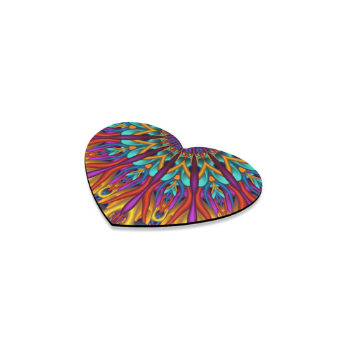 Amazing colors fractal mandala Downwards Version Heart Coaster