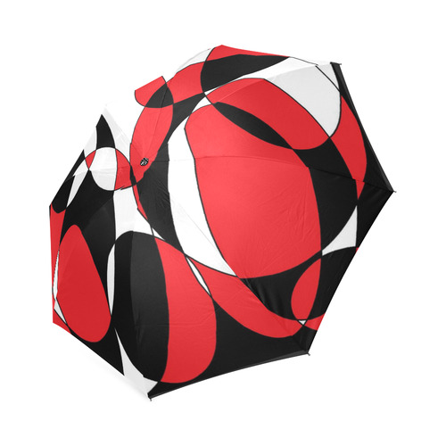 Black, White and Red Ellipticals Foldable Umbrella (Model U01)
