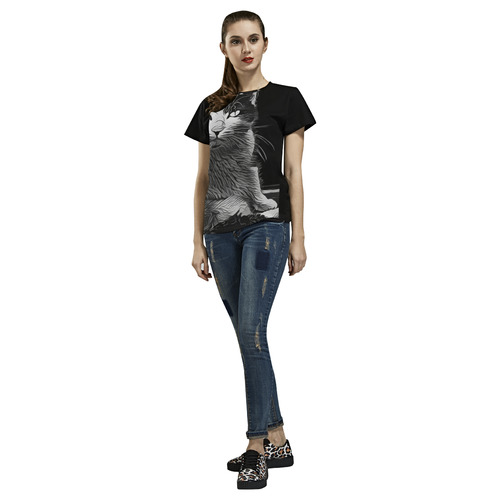 CAT V All Over Print T-Shirt for Women (USA Size) (Model T40)