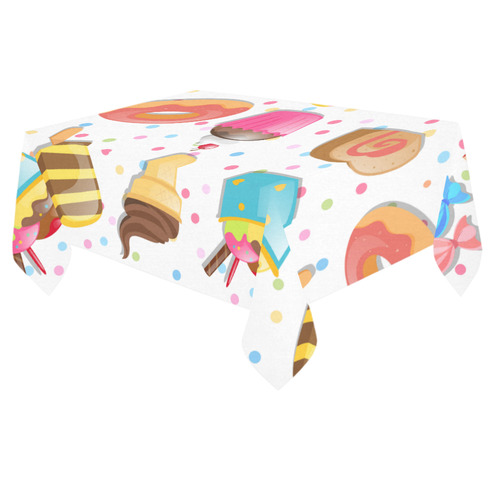 Colorful Ice Cream Candy Cake Donut Sweets Cotton Linen Tablecloth 60"x 84"