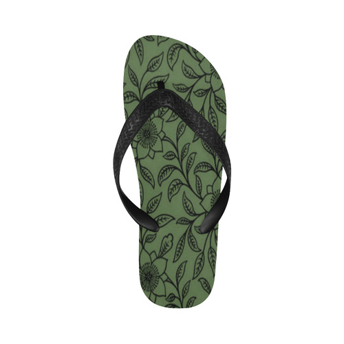 Vintage Lace Floral Kale Flip Flops for Men/Women (Model 040)