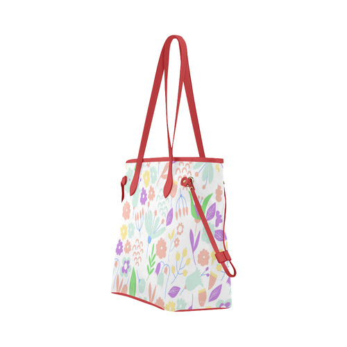Cute Floral Pattern Clover Canvas Tote Bag (Model 1661)