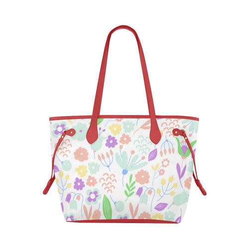 Cute Floral Pattern Clover Canvas Tote Bag (Model 1661)