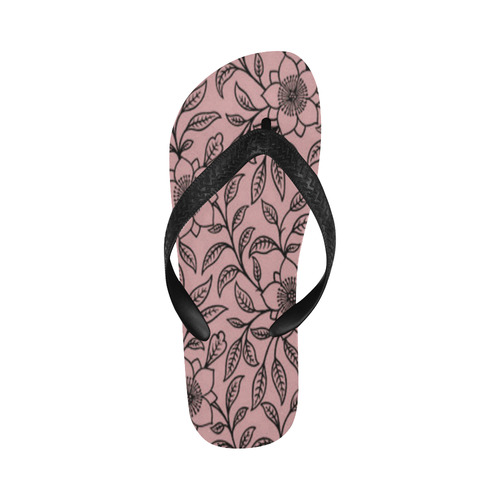 Vintage Lace Floral Bridal Rose Flip Flops for Men/Women (Model 040)