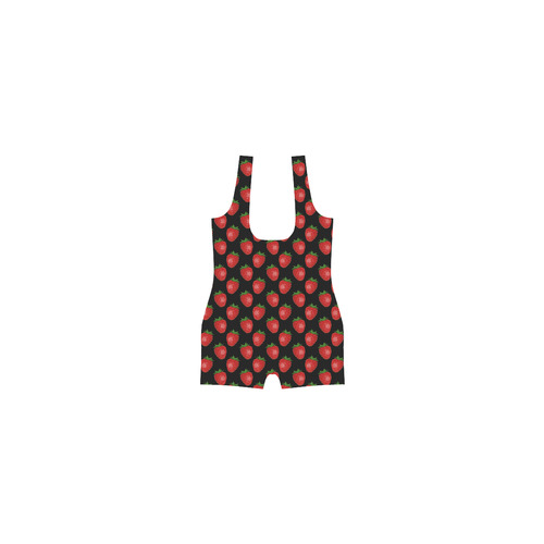 Fresh Bright Red Strawberries on Black Pattern Classic One Piece Swimwear (Model S03)