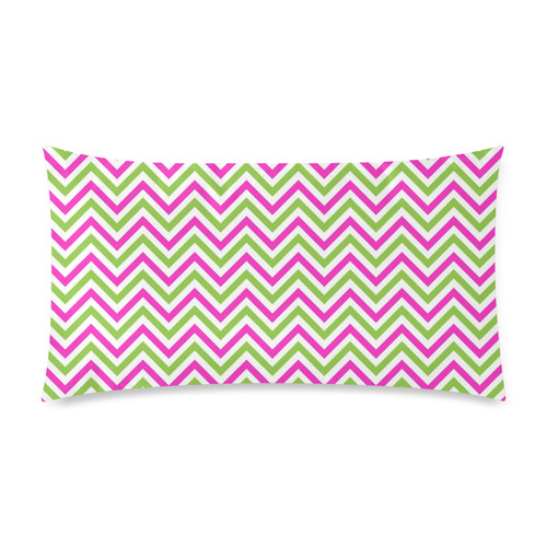 Pink Green White Chevron Custom Rectangle Pillow Case 20"x36" (one side)