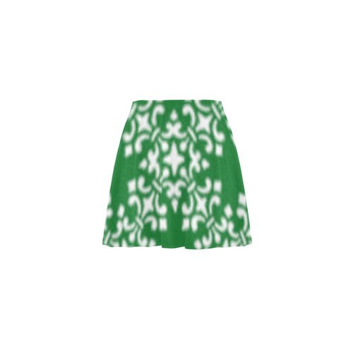 Green Damask Mini Skating Skirt (Model D36)