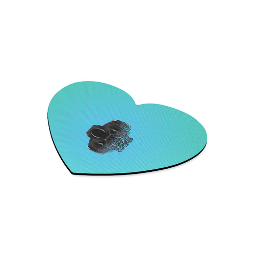 fractal black skull portrait with blue abstract background Heart-shaped Mousepad
