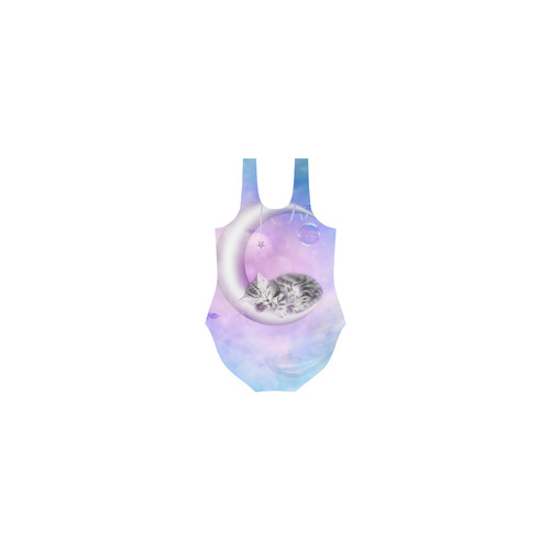 Cute sleeping kitten Vest One Piece Swimsuit (Model S04)