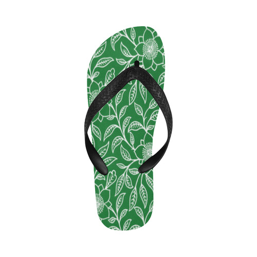 Vintage Lace Floral Green Flip Flops for Men/Women (Model 040)