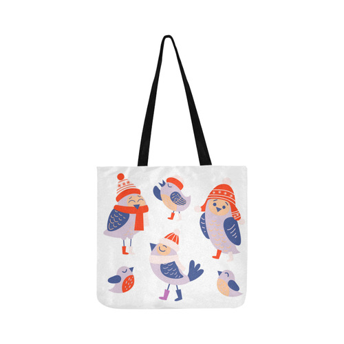 Cute Birds Winter Clothes Snow Reusable Shopping Bag Model 1660 (Two sides)