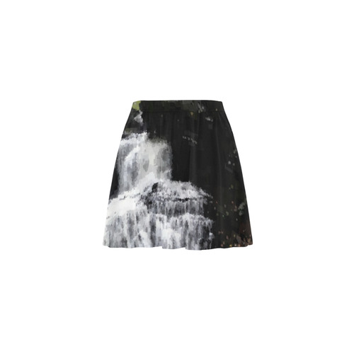 Dark Rock Pixel Waterfall Mini Skating Skirt (Model D36)