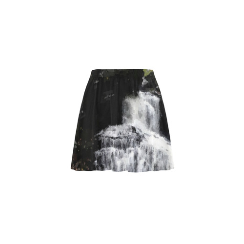 Dark Rock Pixel Waterfall Mini Skating Skirt (Model D36)
