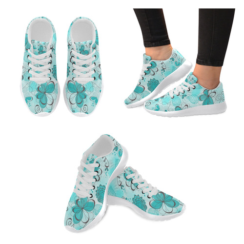 Teal Dreams Doodle Women’s Running Shoes (Model 020)