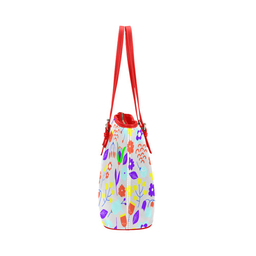 Cute Floral Pattern 2 Leather Tote Bag/Large (Model 1651)