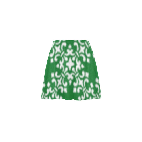 Green Damask Mini Skating Skirt (Model D36)
