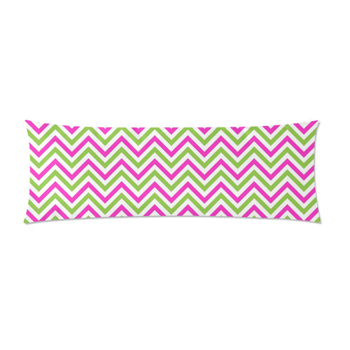 Pink Green White Chevron Custom Zippered Pillow Case 21"x60"(Two Sides)