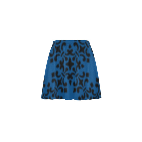 Lapis Blue Damask Mini Skating Skirt (Model D36)