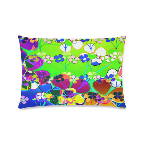 Abstract Pop Neon Flowers Custom Rectangle Pillow Case 16"x24" (one side)