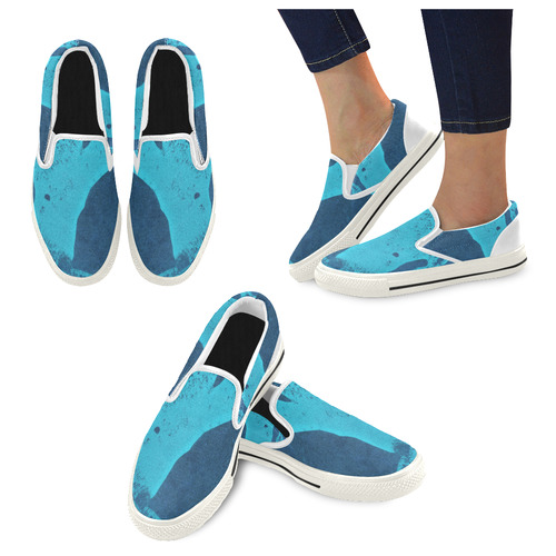 ZONE BLUE Women's Slip-on Canvas Shoes/Large Size (Model 019)
