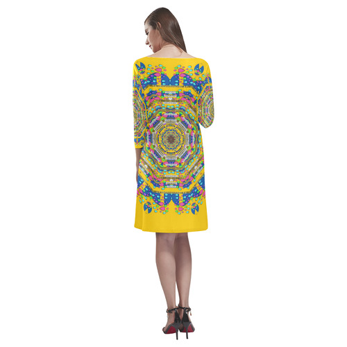 Happy fantasy earth mandala Rhea Loose Round Neck Dress(Model D22)
