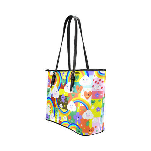 Kawaii Rainbow Pattern Leather Tote Bag/Large (Model 1651)