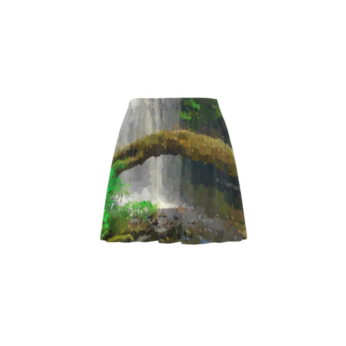 Peaceful Pixel Waterfall Mini Skating Skirt (Model D36)