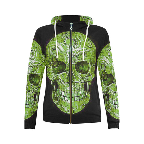 Skull-Unusual and unique 05D by JamColors All Over Print Full Zip Hoodie for Women (Model H14)