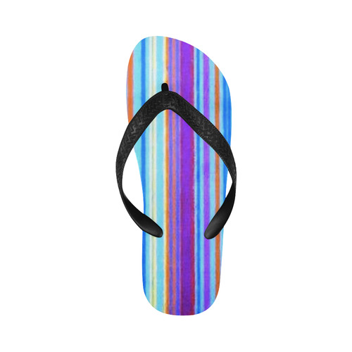 Primitive Grunge Stripe Blue Flip Flops for Men/Women (Model 040)