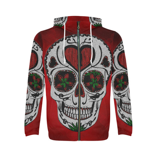 Skull20170316_by_JAMColors All Over Print Full Zip Hoodie for Men (Model H14)