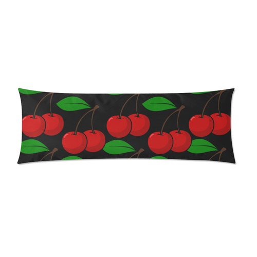cherries on black Custom Zippered Pillow Case 21"x60"(Two Sides)