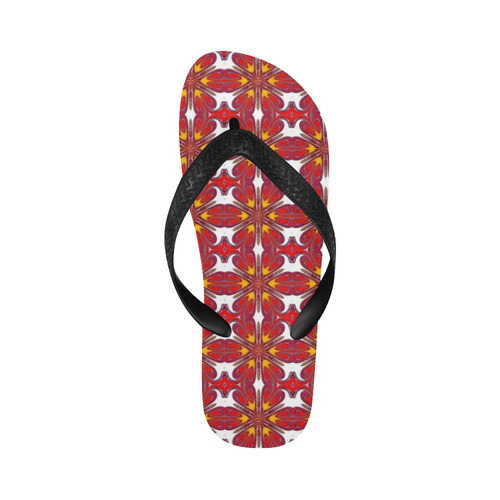 Red and Yellow Geometric Flip Flops for Men/Women (Model 040)