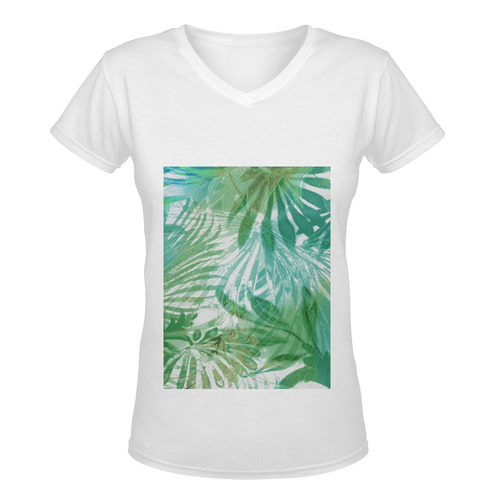 tropical3 Women's Deep V-neck T-shirt (Model T19)