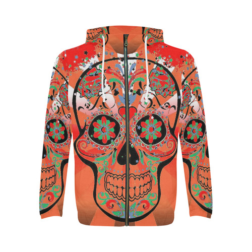 psychedelic Pop Skull 317I by JamColors All Over Print Full Zip Hoodie for Men (Model H14)