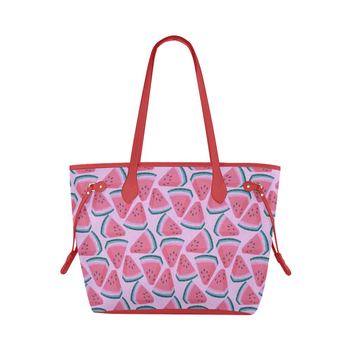 rockabilly pink watermelon Clover Canvas Tote Bag (Model 1661)