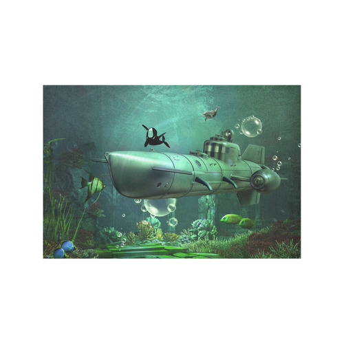 Awesome submarine with orca Placemat 12’’ x 18’’ (Set of 4)