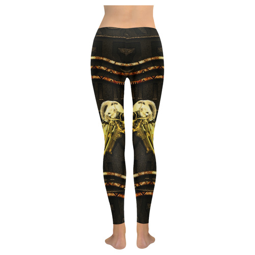 Awesome mechanical skull Women's Low Rise Leggings (Invisible Stitch) (Model L05)