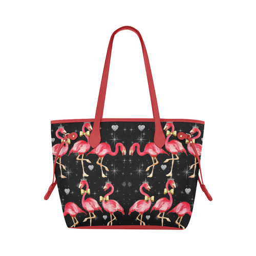 Royal pink flamingo rockabilly fantasy Clover Canvas Tote Bag (Model 1661)